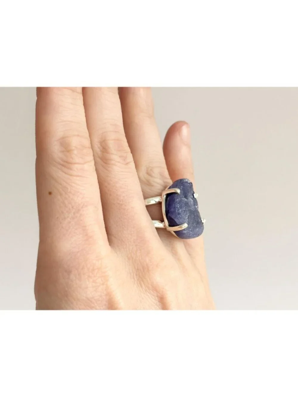 ARYA Rough Tanzanite Solitaire Gemstone Sterling Silver 925 Vintage Ring - sz 7